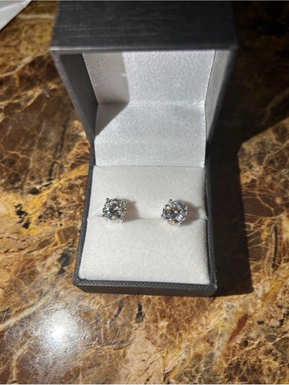 Classic Round-Cut White moissanite Earrings 14k over  925 silver